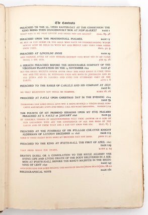 Ten Sermons, Preached by that Late, Learned and Rev. Divine, John Donne, Doctor in Divinity, once Dean of the Cathedral Church of Saint Paul's.; Chosen from the whole body of Donn'es Sermons by Geoffrey Keynes....