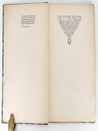 On Typefaces; Examples of the use of Type for the Printing of Books...