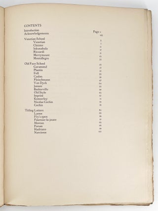 On Typefaces; Examples of the use of Type for the Printing of Books...