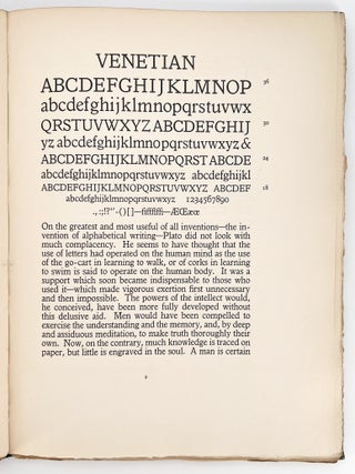 On Typefaces; Examples of the use of Type for the Printing of Books...