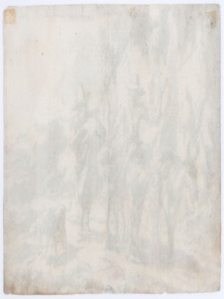 Herder in gesprek met een jonge herder op een ezel (Shepherd talking to a young shepherd on a donkey)