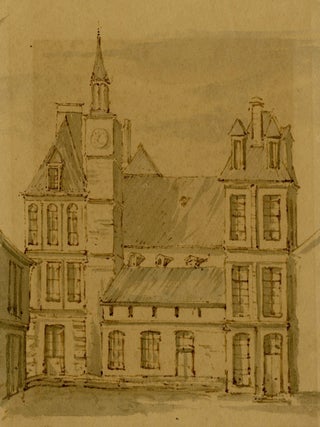 1322 Clocktower at the Chateau de Fontainbleau ile de France. early 19th century French School
