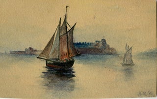 1330 Schooners along the Hudson, West Point Academy in the distance. Anna May Walling