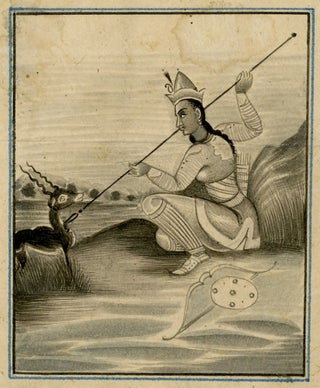 1332 Empress Nur Jahan hunting an Indian Gazelle. 19th century Mughal School