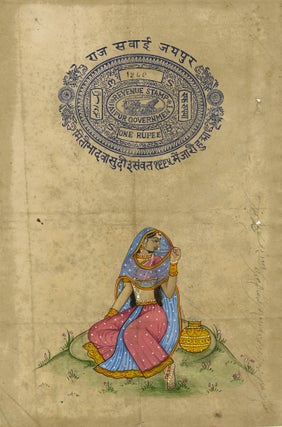 1336 Nur Jahan seated with a painted spice jar. 19th century Rajasthani School