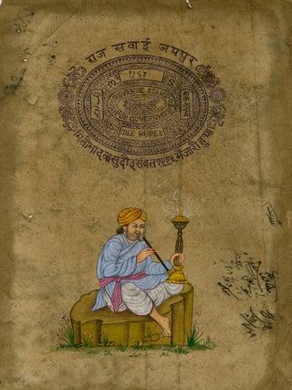 1339 Turbaned man seated, smoking a hookah. 19th century Rajasthani School