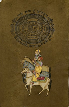 1342 Three Rajput noblemen on horseback. 19th century Rajasthani School