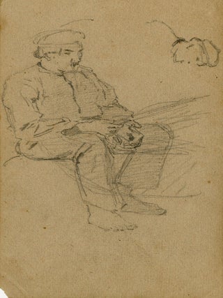 1373 Studies of sailors rowing a boat, and a man seated. 19th century European School
