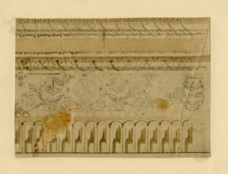 1400 Architectural study of a frieze for a theater with a lyre and trumpets. 19th century French...