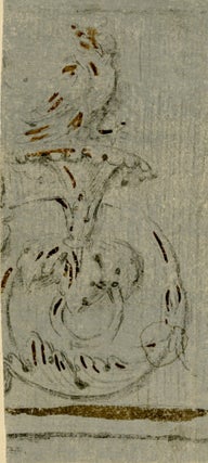 1410 Study of an architectural ornament with an owl and a trumpet-shaped bloom. early 19th...