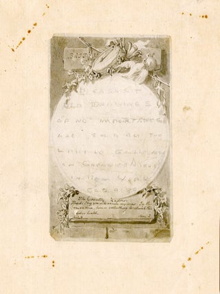 Ink and wash cartouche with a mirror, doves and a drum