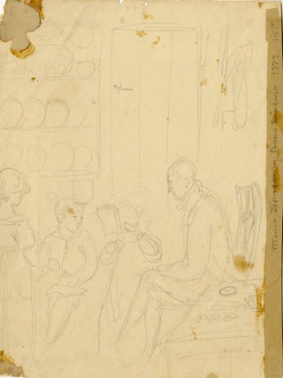 1428 Kitchen scene with children assembled and reading to their tutor. Maria Tuke Sainsbury,...