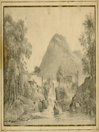 1431 Mountain landscape with an aqueduct and dam. French School