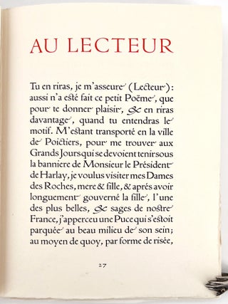 La Puce de Madame Des Roches; ou Jeux poétiques composés aux grands jours de Poitiers , l'an MDLXXIX , par Catherine des Roches