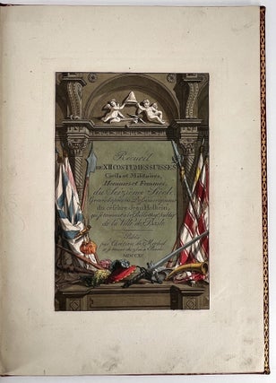 Recueil de XII costumes suisses civils et militaires, hommes et femmes, du seizième siècle. Gravés d'après les dessins originaux du célèbre Jean Holbein, qui se trouvent à la bibliotèque publique de la ville de Basle
