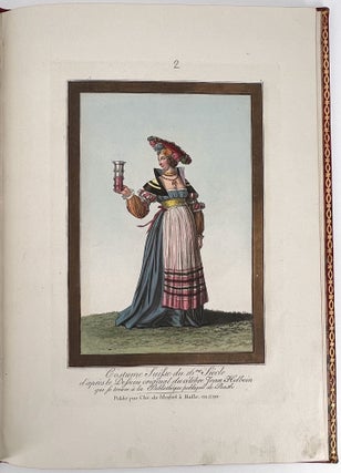 Recueil de XII costumes suisses civils et militaires, hommes et femmes, du seizième siècle. Gravés d'après les dessins originaux du célèbre Jean Holbein, qui se trouvent à la bibliotèque publique de la ville de Basle