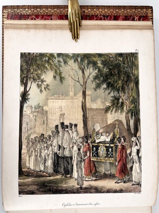 Un an à Rome et dans ses environs; Recueil de dessins lithographiés, représentant les costumes, les usages et le cérémonies civiles et religieuses des états romains, et généralement tout ce qu'on y voit de remarquable pendant le cours d'une année.