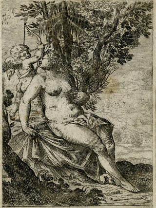 1527 Cupid prepares to shoot an arrow as Venus looks over her right shoulder, from "Sport of...