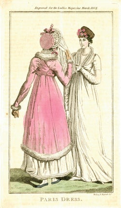 Group of 13 hand-colored English and Continental fashion plates and costume designs.
