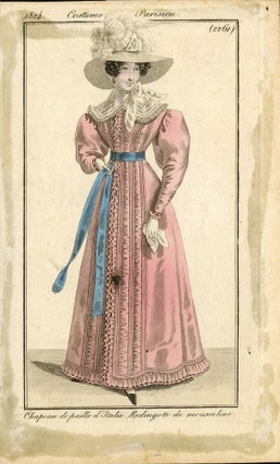 Group of 13 hand-colored English and Continental fashion plates and costume designs.