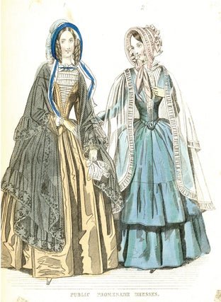 Group of 13 hand-colored English and Continental fashion plates and costume designs.