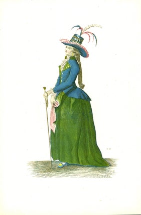 Eight 18th century-era fashion plates from the portfolio Modes, by Madeleine Connat.