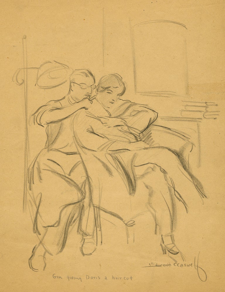 1673 Gin giving Doris a hair cut. Edward Caswell.