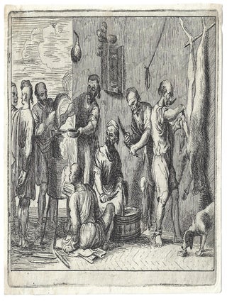 1681 Galley slaves preparing a meal. Cornelis de Wael