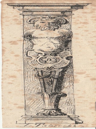 175 Study of an architectural element of a Doric column with a bearded satyr. L. Tabacchi