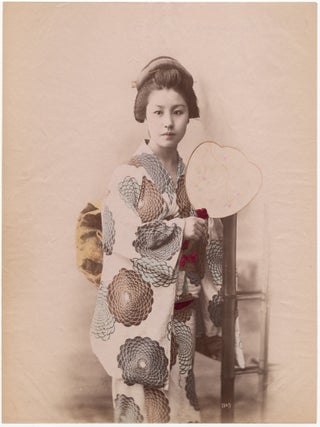 1778 Japan – Geisha Girl with Fan. Raimund von / Original Photograph Stillfried