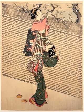 1945 Plucking a Branch from a Neighbor's Plum Tree. Suzuki Harunobu, after