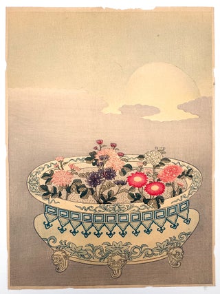 1946 Chrysanthemums and the Rising Moon. Suzuki Harunobu, after
