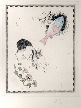 2090 Head of a Man, Fish and Morning Glory. Donald Saff