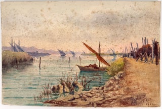 2203 Marshy inlet with fishing skiffs, Dorset. Sophia Beale