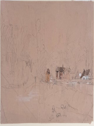 2281 Farm landscape with a man in a bowler hat. Thomas Miles Richardson, Sr, attributed to