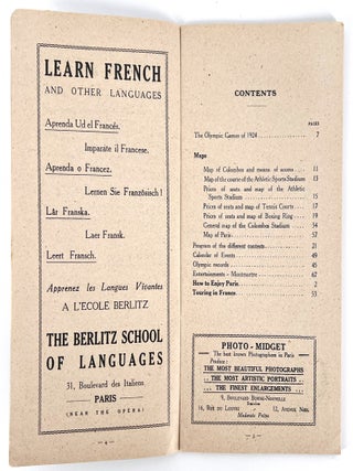 Grouping of materials relating to the 1924 Paris Olympic Games: A) Die Olympischen Spiele – Paris 1924; B) Guide to the Olympic Games Paris 1924; C) VIIIe Olympiade de Paris, l'A. B. C. des Jeux Olympiques; D) Heliogravure d'Art, Paris, série 2.