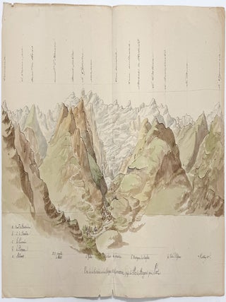 2348 A panoramic view of the Pyrenees including the Gavarnie Cirque and Waterfall, and the Peak...