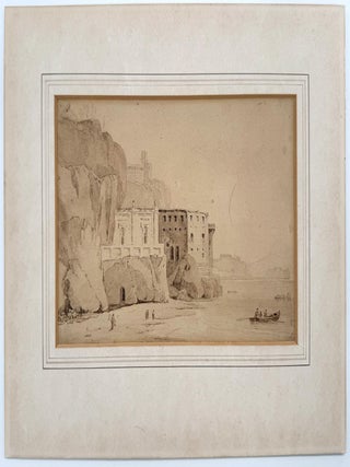 Coastal fortifications with fishermen and skiffs, Gibraltar