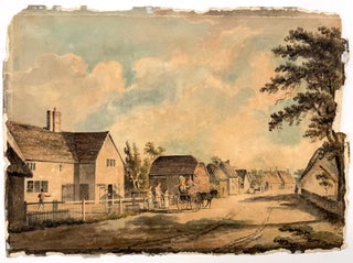 2424 Couple in a gig greeting neighbors along a country road. 19th century English School