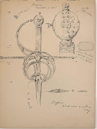 2426 Intricate study of an iron and silver rapier. early 20th century English School