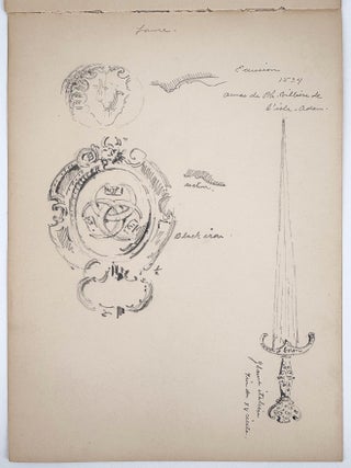 2428 Intricate study of an escutcheon and a 15th century Italian glaive. early 20th century...