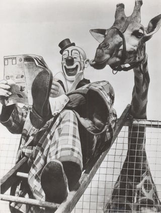 243 Lou Jacobs Ringling Bros. and Barnum & Bailey Circus Clown with Giraffe. Photographer Unknown