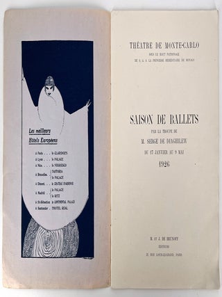 Th&eacute;&acirc;tre De Monte-Carlo. Programme Officiel. Saison de Ballets par La Troupe de M. Serge De Diaghilew Du 17 Janvier au 9 Mai 1926