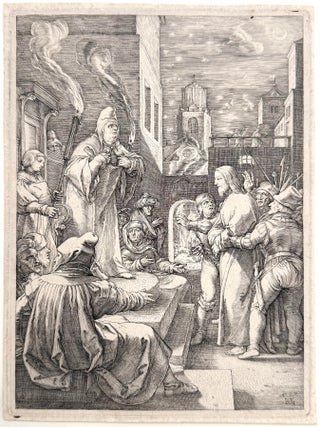 2470 Christ Before Caiaphas; Plate 4 from The Passion of the Christ. Hendrick Goltzius, after