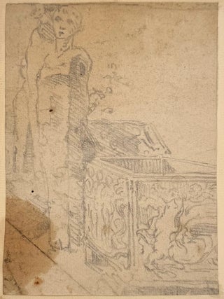 2498 Capriccio of a decorative sarcophagus or cassone. late 18th century Italian School