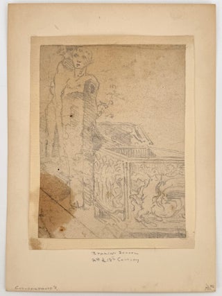 Capriccio of a decorative sarcophagus or cassone.