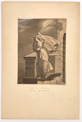 Hero guiding Leander with a torch