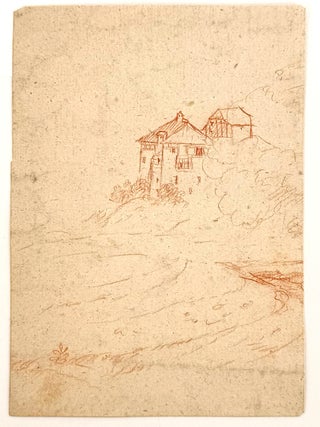2505 Stone structures on a hillside. 18th century French School
