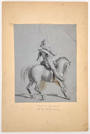 Study of a mounted Life Guard looking over his shoulder.