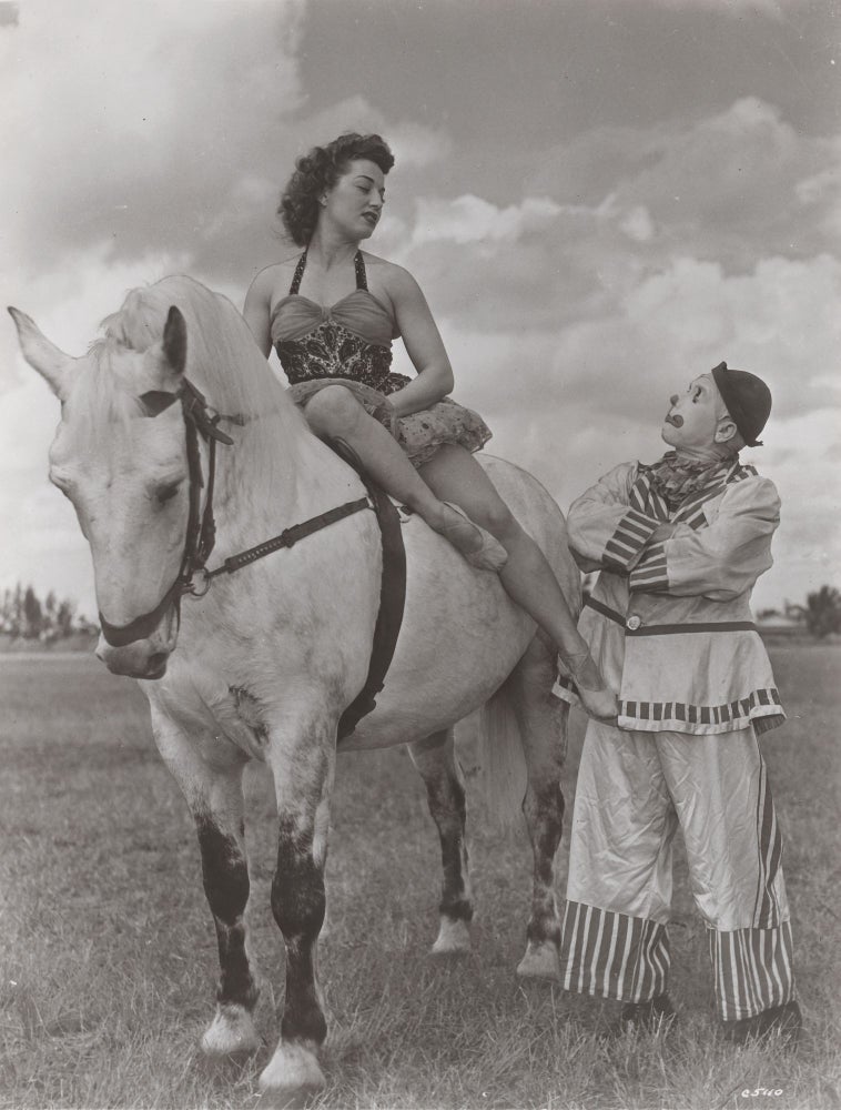 252 Kathryn Kramer Pretty Bareback Riding Star with Clown Jack LeClaire. Photographer Unknown.
